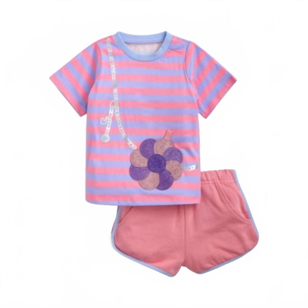 NEW MAGNETIC ME girl's floral short sleeve tee + short set in flower fidget pock